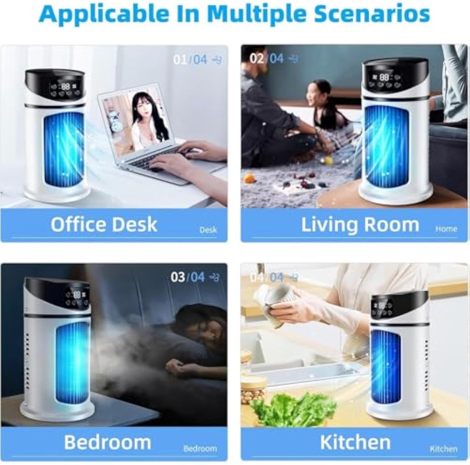 Protec Air-2025 New Protec Air Portable 3 In 1 Air Conditioner,Cooler Humidifier with 6 Wind Speeds,Low Noise Cooling Fan,300ml Large Water Tank,for Room,Desktop,Bedroom,Office,Living Room (1 PCS)