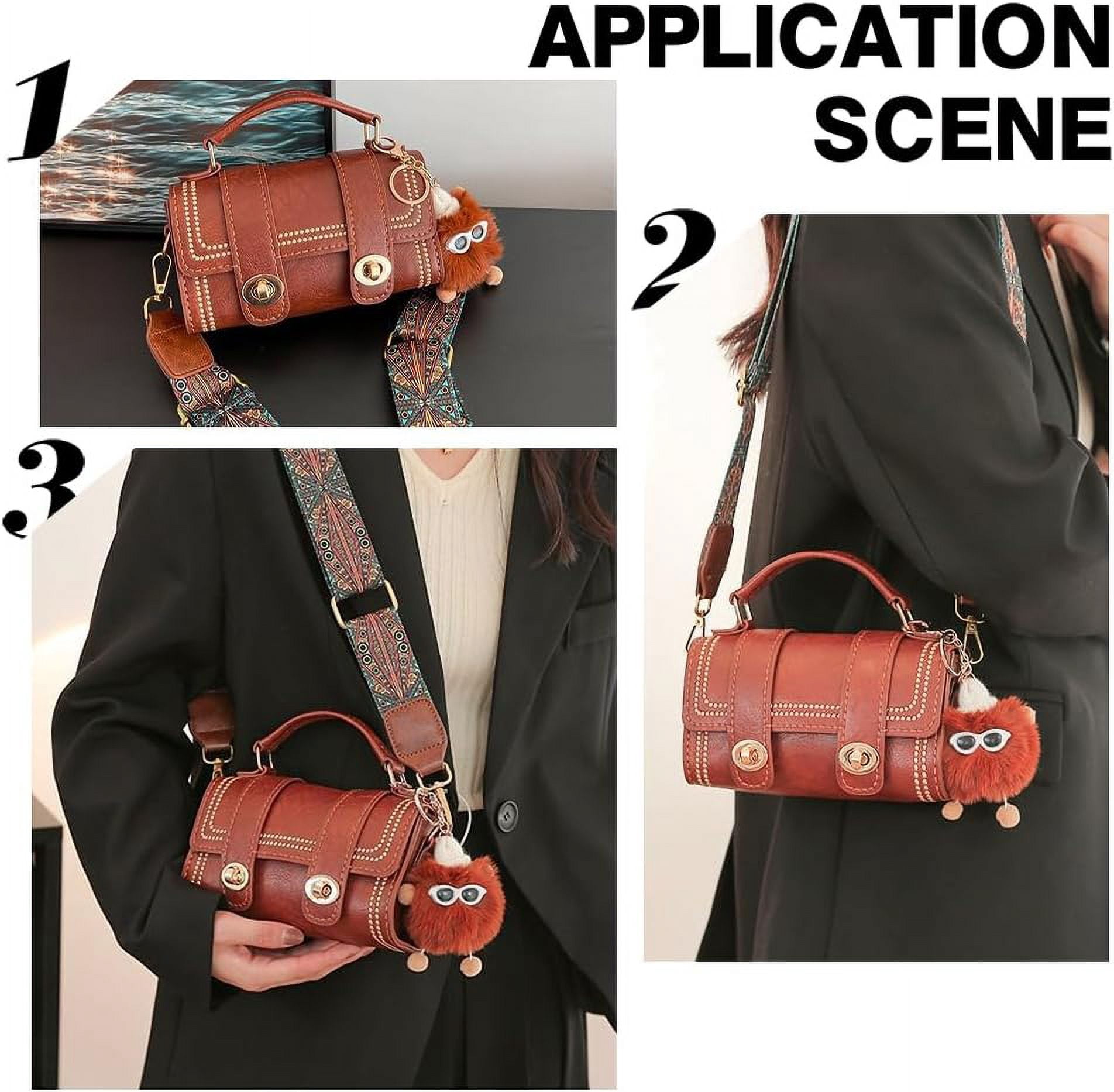 PU Leather Crossbody Bag Making Kit DIY Knitting Crochet Shoulder Bag Making Materials PU Leather Handbags Sewing Kit 7.4x3.9x2.7 Inch (Brown)