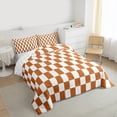 thumbnail image 3 of Castle Fairy Geometric Grid Plaid Full Size Comforter Sets 3-Piece for Kids Children Teens,Vintage Aesthetic Bedding Comforter Set,Orange White Lightweight Bedding Sets,Microfiber Bedroom Decor, 3 of 8