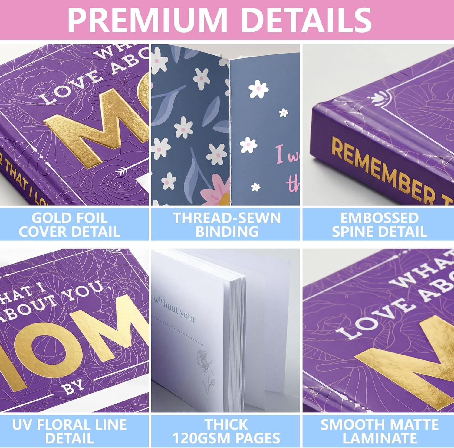 Mothers Day Gifts for Mom - What I Love About You Sentimental Book to Fill Out from Daughter Son Personalized Hardcover Keepsake in Blank Journal 2026