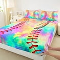thumbnail image 3 of jejeloiu Colorful Tie Dye Twin Sheet Set (3-Piece) Baseball Sports Luxury Decor For Boys, 3 of 7