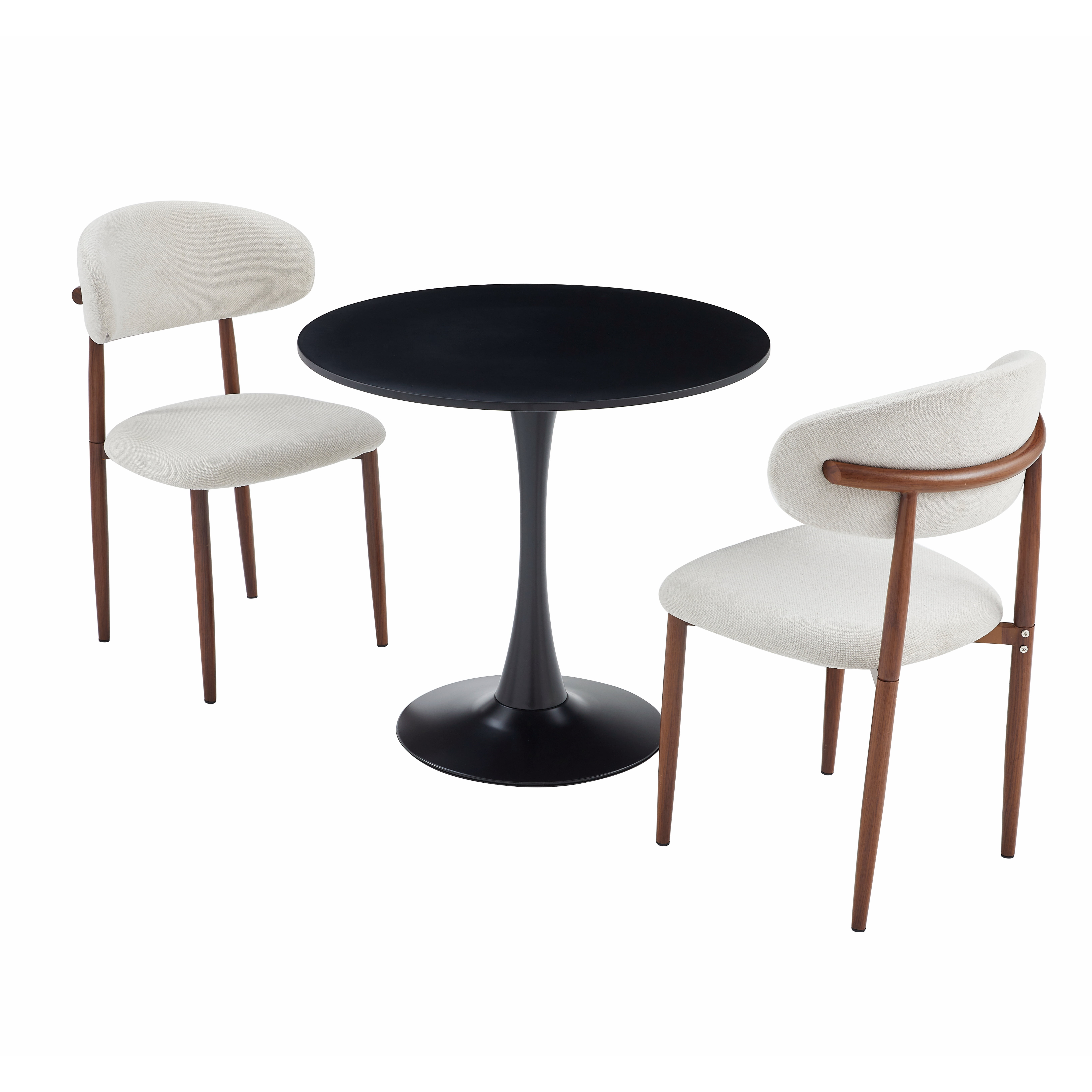 Homy Casa 31.5" Round Dining Table for 2, Mid-Century Pedestal Kitchen Table for Apartments, Black
