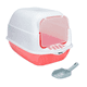thumbnail image 1 of Arenero Cerrado Para Gato Con Pala Puerta Belug, Rosa Blanco, 1 of 5