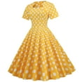 thumbnail image 2 of IBTOM CASTLE Women Polka Dots Vintage Dress 1950s Retro Rockabilly Swing Dress Ladies Cocktail Tea Party Summer Casual Dresses XL Yellow-Dots, 2 of 8