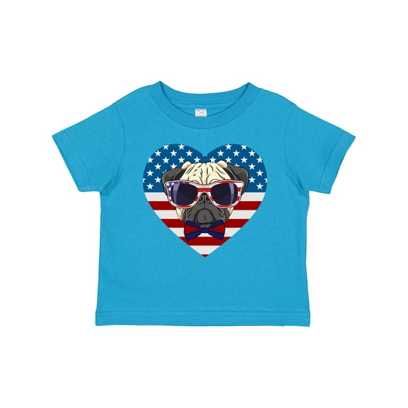 Inktastic Pug Dog Patriotic US Flag Heart Boys or Girls Toddler T-Shirt