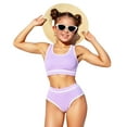 thumbnail image 3 of GXWEA Bathing Suit For Teen Girls Girls Swim Shorts Girls Swimsuit Double Strap High Waist Sporty Bikini Swimsuits Swim 2 Piece Set Light Purple 15-16 Years, 3 of 9