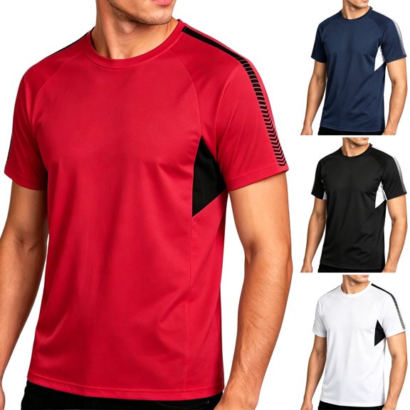 Men's Big and Tall Swim Shirt Short Sleeve UPF 50 Sun Protection SPF UV Moisture Wicking Lightweight Quick Dry Rash Guard Size M-5XL Red