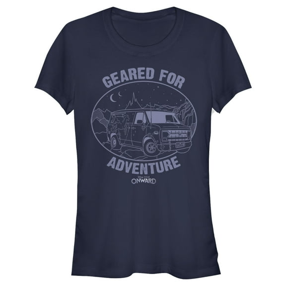 Junior's Onward Geared for Adventure Night  Graphic Tee Navy Blue Small