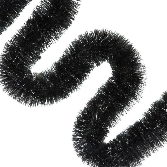 FGY 50 Feet Christmas Tinsel Garland Black Tinsel Foil Garland Decoration for Tree Wall Rail Home Event - Black