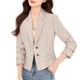 thumbnail image 4 of Blazer para mujer, color liso, solapa con botones, elegante chaqueta de traje, parte superior de poliéster para mujer, 4 of 7