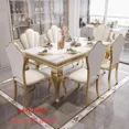 thumbnail image 2 of Mesa De lujo resistente al agua y al aceite, Mesa De Comedor móvil De mármol Vintage dorada única, Mesa De Comedor De diseño grande nórdico, muebles, 2 of 4