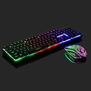 Rainbow Gaming Keyboard and Mouse Set For PS4/PS3/Xbox One LED Multi-Colored Changing Backlight Mouse