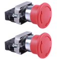 thumbnail image 1 of 2 Piezas 22mm NC Interruptor de Empuje de Parada de Emergencia de Seta Roja NC 600V 10A ZB2-BE102C, 1 of 5