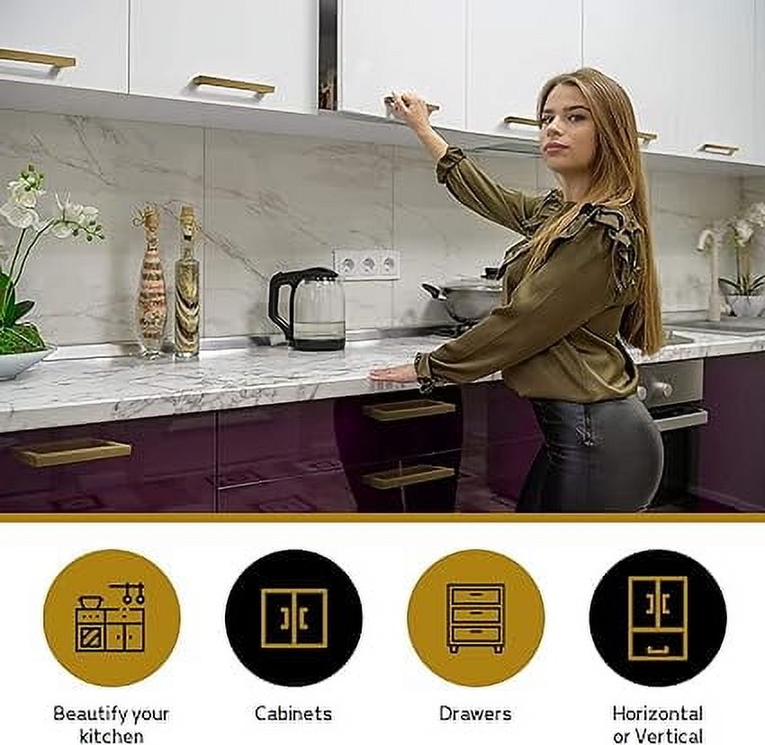 Mega Handles / 5.5 Inch / Stainless Steel Cabinet Handle Pulls / Matte Black / 12 pack