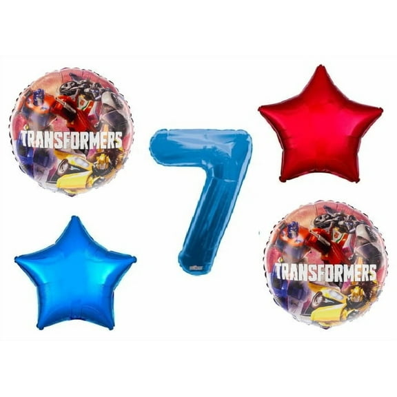 Optimus Prime Bumblebee Transformers 7th Happy Birthday 5 Piece Party Balloons Decoration Set