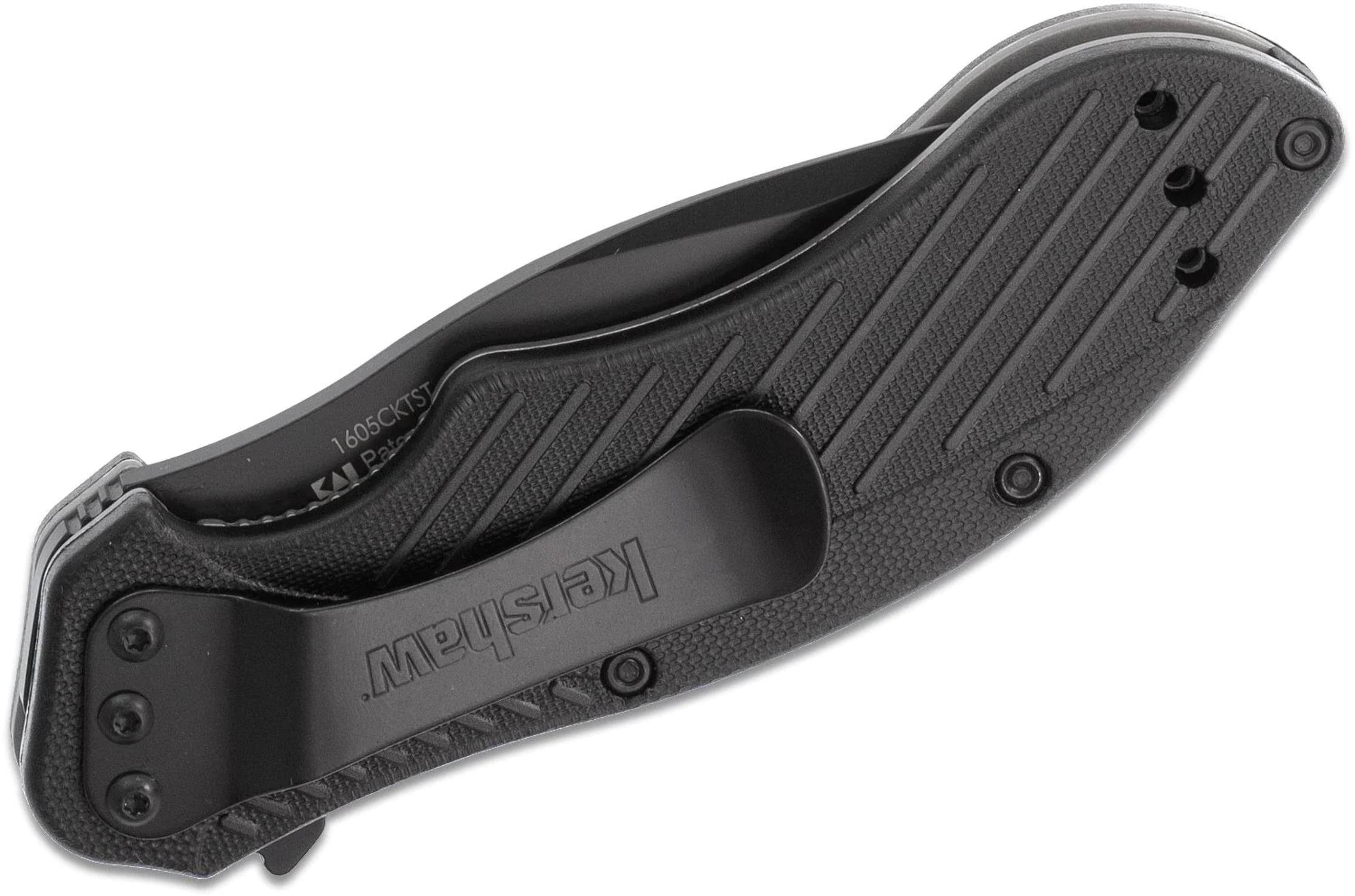 Kershaw Clash Serrated Assisted Open Liner Lock 8Cr13MoV Drop Point Blade with Black-oxide coating EDC Folding Pocket Knife - Black