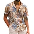 thumbnail image 1 of Camisas De Sport Para Hombre Hombres Casual Manga corta Primavera Verano Turndown Neck 3D Impreso Camisas Moda Top Blusa Camisas (Khaki, M), 1 of 4