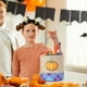 thumbnail image 4 of Cesta de Almacenamiento de Lino Sintético con Diseño Bordado de Fantasma y Calabaza con Temática de Halloween, Ideal para Decoración de Interiores y Exteriores En Centros Comerciales., 4 of 6