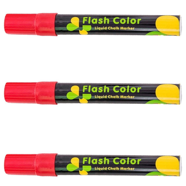 Marcador borrable de vidrio VentDepot ChalkyRed 3Pzas Rojo Neón Punta Redonda Mediana