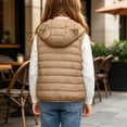 thumbnail image 3 of KICILVS Girls Puffer Vest Zip Up Hooded Sleeveless Jacket with Pockets for Fall and Winter Warm Waistcoat 4-15 Years, 3 of 9