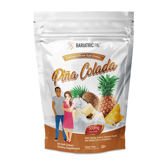 BariatricPal Sugar-Free Calcium Citrate Soft Chews 500mg with Probiotics - Piña Colada Size: 90ct