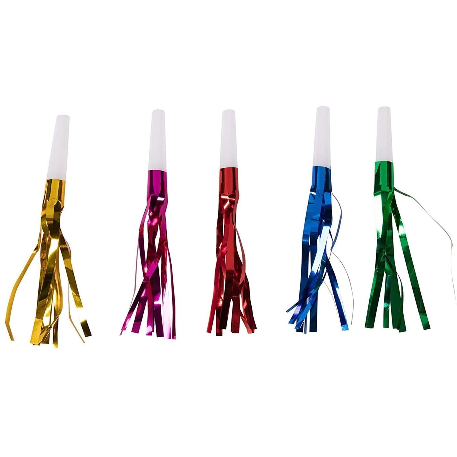 50-Pack Party Horns - Assorted Foil Party Blowers, Birthday Squawkers Noise Makers, Kids Party Favors, Bulk Goodie Bag Stuffers, 5 Colors