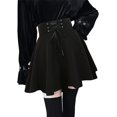 thumbnail image 2 of Plaid Skirts for Womens Irregular Hem Lace Up Short Gothic Skirts Un negro puro. 2XL Un negro puro. 2XL Xishao ropa, 2 of 2