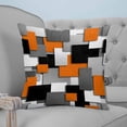 thumbnail image 4 of 14x14 Pillow Covers Set of 2, Burnt Orange Black Geometric Throw Pillow Covers Decorative Couch Cushion Case, Modern Abstract Art Block Microfiber Square Pillowcases for Bedroom Car Living Room, 4 of 7