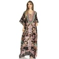thumbnail image 5 of Sakkas Yeni Women's Short Sleeve V-neck Summer Floral Long Caftan Dress Cover-up - 493 - One Size, 5 of 5