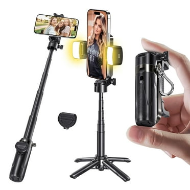 Magic John Selfie Stick Tripod Portable Retractable Tripod for iPhone Android Mount and Bluetooth Shutter Remote with 2 Fill Light