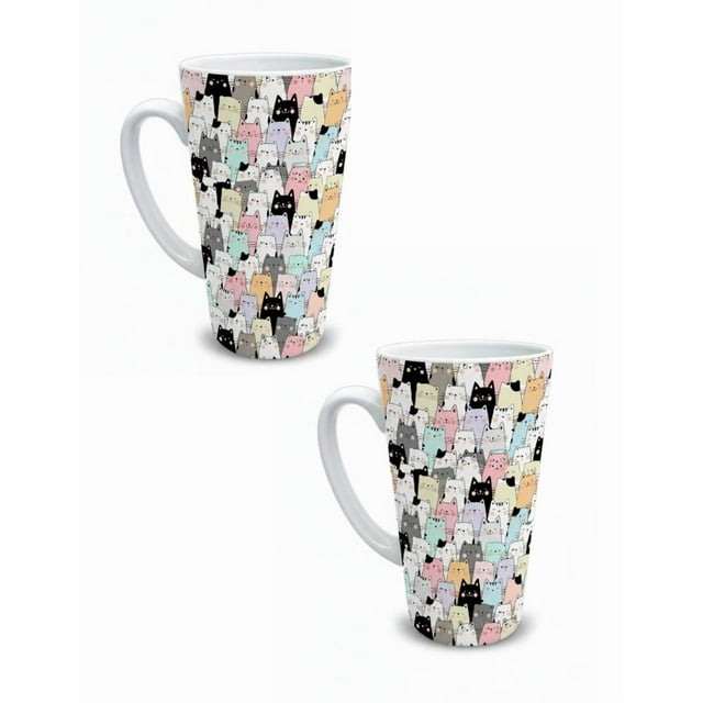 Duo de tazas de cerámica 502 ml diseño cute de gatos