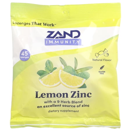 Zand Immunity, Lemon Zinc, Natural, 45 Lozenges