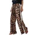 thumbnail image 2 of adaychics Leopard Wide Leg Pants for Women Side Striped Elastic Waist Drawstring Baggy Pants with Pockets Daily Wear, 2 of 7