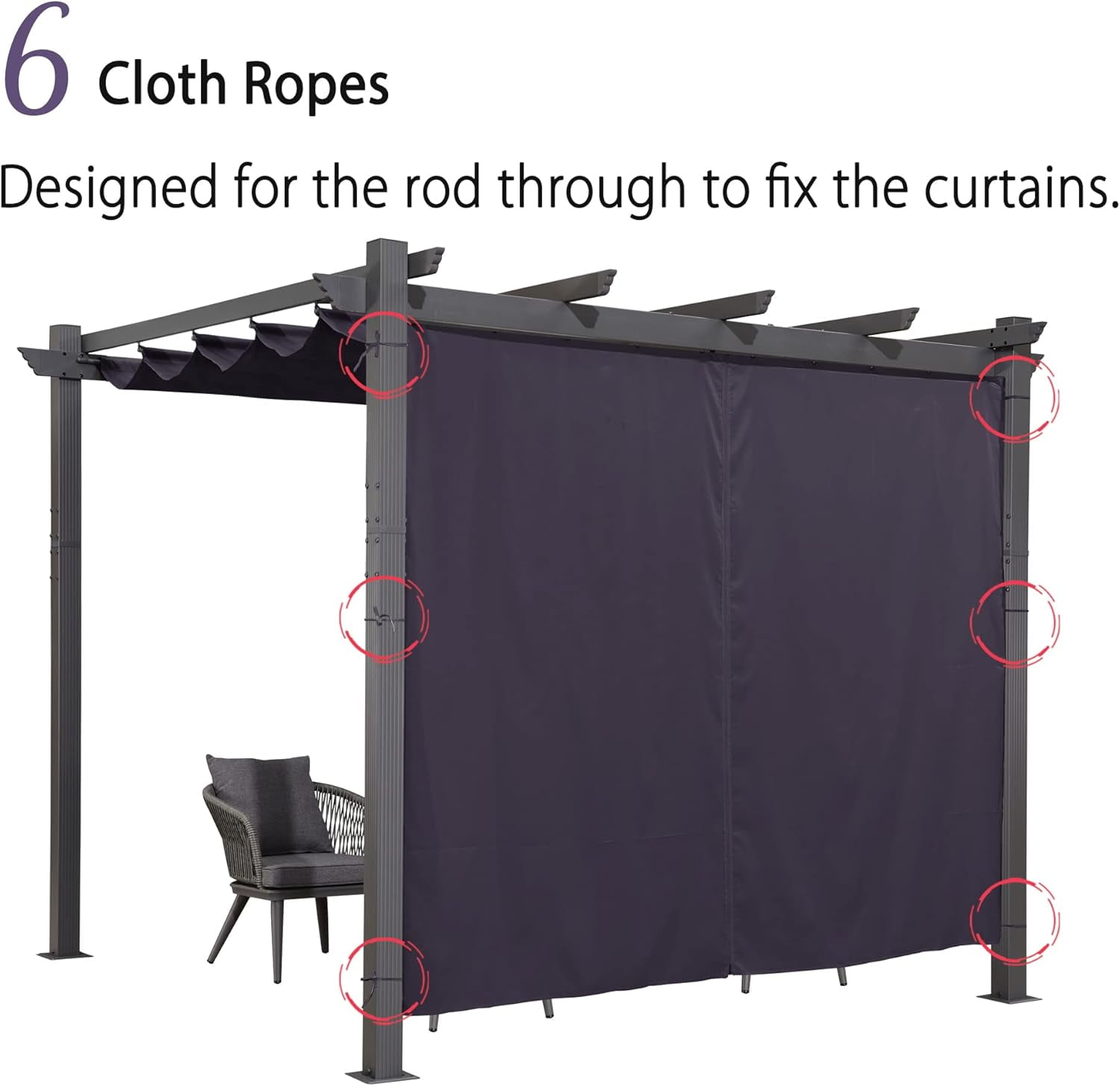 PURPLE LEAF Outdoor Curtains Privacy for 10' Side Pergola with Grommets and Rod Outside Porch Shade Patio Deck Retractable Replacement Gazebo Cabana Curtain Set of 2 Panels 49 x 82 inch Navy Blue