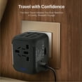 thumbnail image 6 of International Universal Power Adapter Converter with 2 USB Charging Ports - All in One Travel Worldwide Plug Built-in Spare Fuse AC Socket Wall Outlet for US, EU, UK, AU, CN 150 Countries Laptop Black, 6 of 7