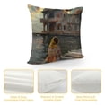 thumbnail image 4 of Orinice  Vintage Throw Pillow Cushion Cover, Girls Near Traditional Oriental Building Antique Meditation Lands Image Print, Decorative Square Accent Pillow Case,  Brown Orange, 4 of 5