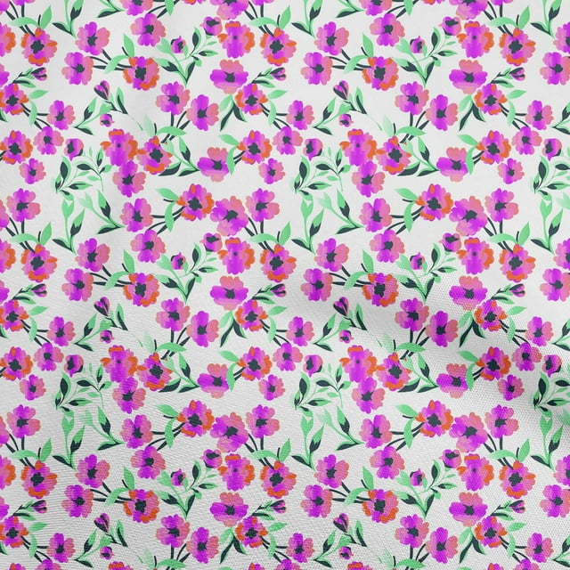 oneOone Velvet Fuschia Pink Fabric Floral Craft Projects Decor Fabric Printed By The Yard 58 Inch Wide