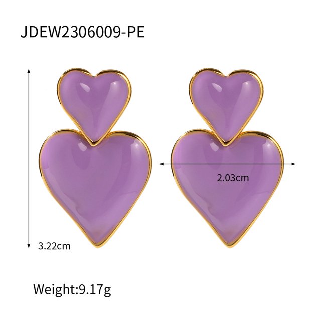Pendientes colgantes de amor sin color para mujer, de alta gama, de acero de titanio laminado en color dorado y plateado, de Sense Niche