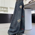 thumbnail image 5 of hengsof Fashionable Embroidered Flared Jeans for Girls, Stretchy Wide Leg Casual Jeans, Comfortable Everyday Jeans, Sizes 4-15 Years, 5 of 8