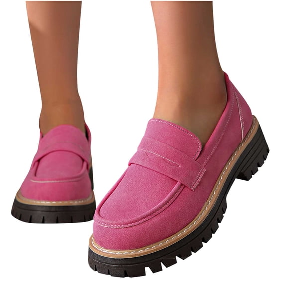 Womens Loafers Shoes Chunky Penny Loafer Comfortable Slip On Work Office Business Casual Dress Shoes Women Business Work Shoes