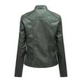 thumbnail image 5 of ZAZYULZ Slim Fit Leather Jacket Womens Thin Lapel Collar Motorcycle Jacket Leather Transitional Jacket(Army Green,L), 5 of 7