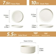 ALOFMO Stoneware Dinnerware Sets, Plates and Bowls Sets, Dish Set for 4, 12 Piece Dinner Set, Plate Sets for Kitchen, White