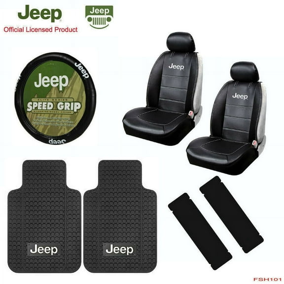 Plasticolor Jeep Factory Black, Rubber, Heavy Duty, Universal Fit Seat Covers, 5 Pieces