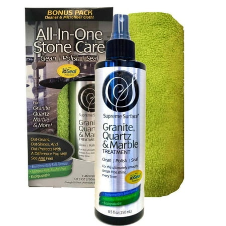 Supreme Surface Granite & Quartz, Cleaner, Polish and Sealer with ioSeal Protectants 8 fl