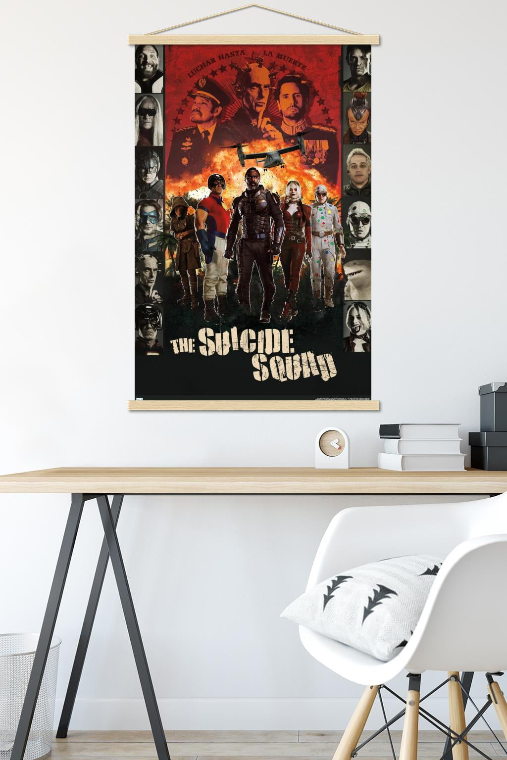 DC Comics Movie The Suicide Squad - Battle Group Wall Poster with Wooden Magnetic Frame, 22.375" x 34"