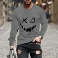 thumbnail image 2 of WREESH Halloween Long Sleeve Tops Fashionable Men's Printed Top with Long Sleeved Round Neck and Smiling Face Printed Top/Shirt Gray, 2 of 5