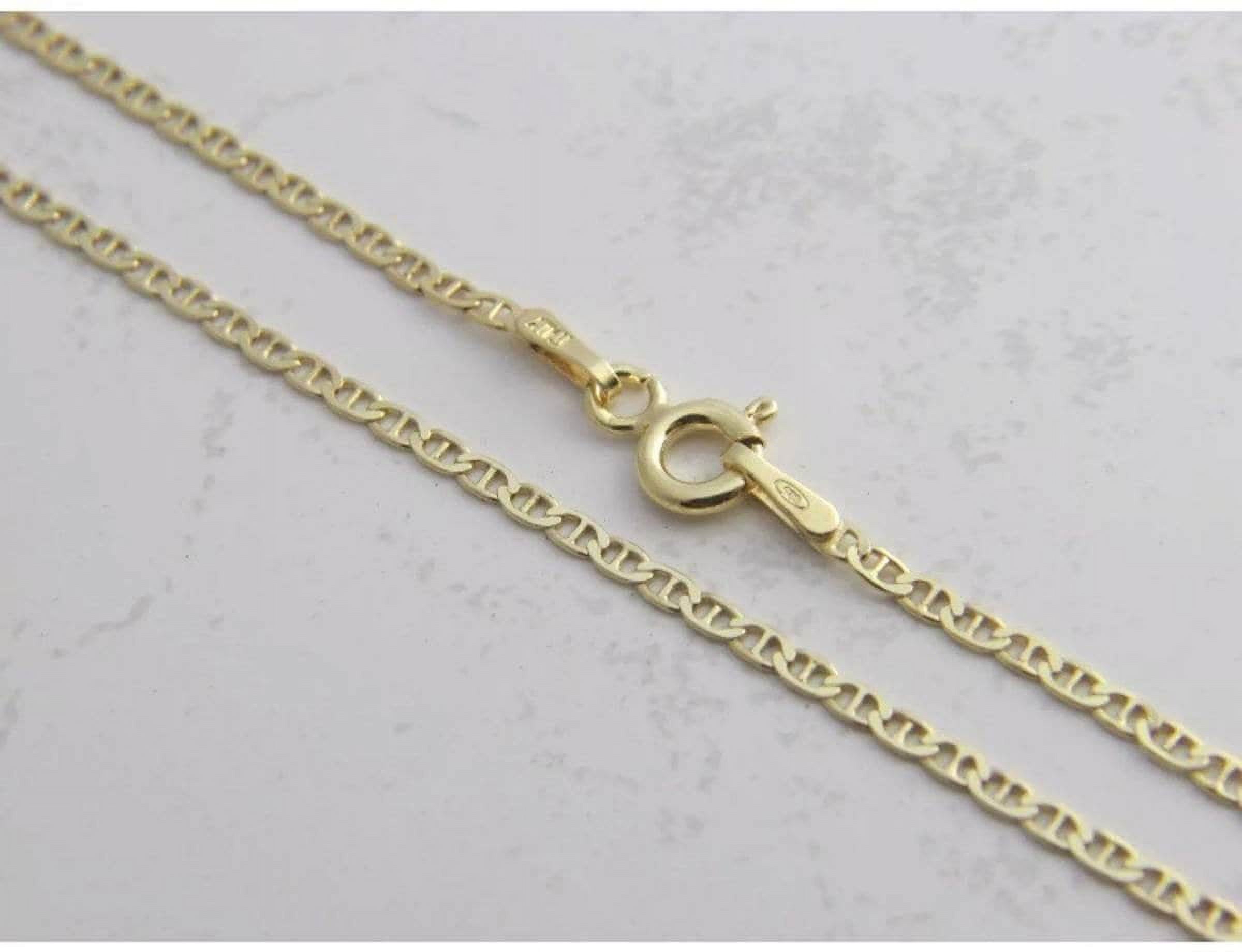 14K Solid Yellow Gold Chain Mariner Necklace 16" 18" 20" 22" 24"