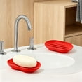 thumbnail image 5 of ZOURIH 2PCS Soap Dish, Bathroom Soap Dishes Soap Holder Soap Tray with Holes to Drain Water- Oval Shape Soap Dish for Shower Bathroom Kitchen Counter top, Keep Soap Dry - Flexible Silicone,Red, 5 of 6