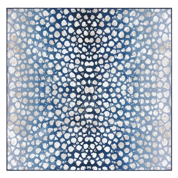 SAFAVIEH Journey Jancis Polka Dot Machine Washable Area Rug, Navy/Beige, 6'7" x 6'7" Square