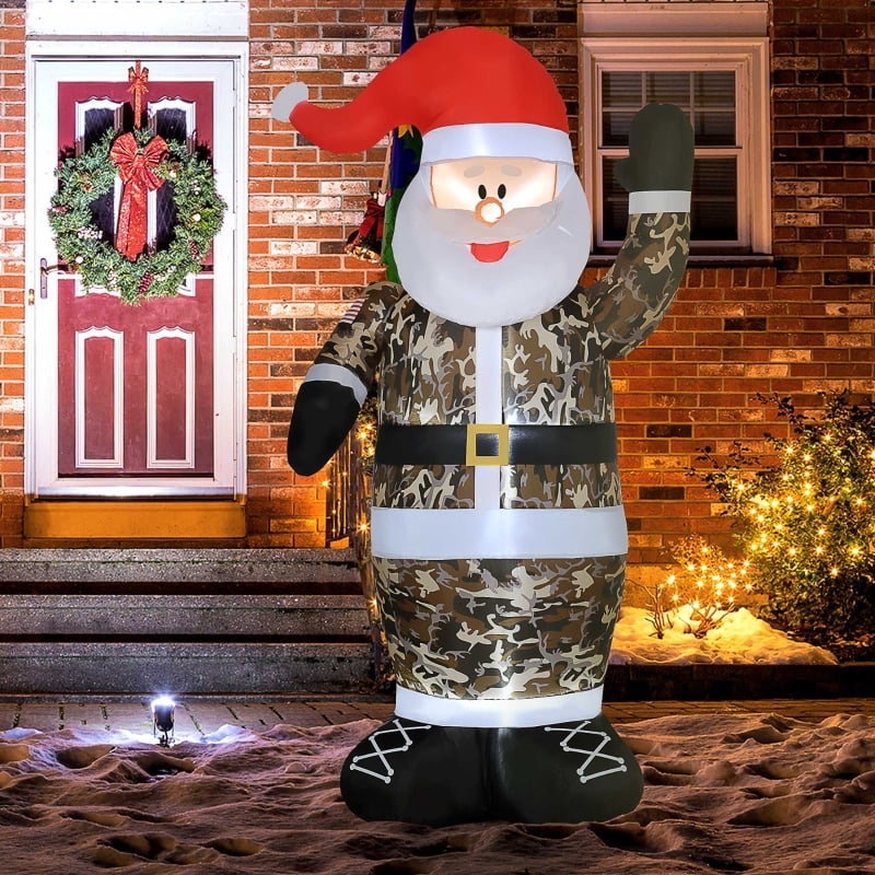 Alvantor Christmas Inflatables Santa Claus, Blow-Up Yard Decoration with LED Lights 51.25"x35.5"x98.5" Camo